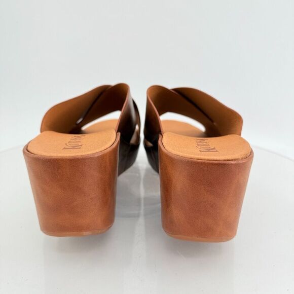Korks Kork Ease Brown Vegan Madera Platform Chunky Slip On Wedge Slide 11M - Picture 8 of 13